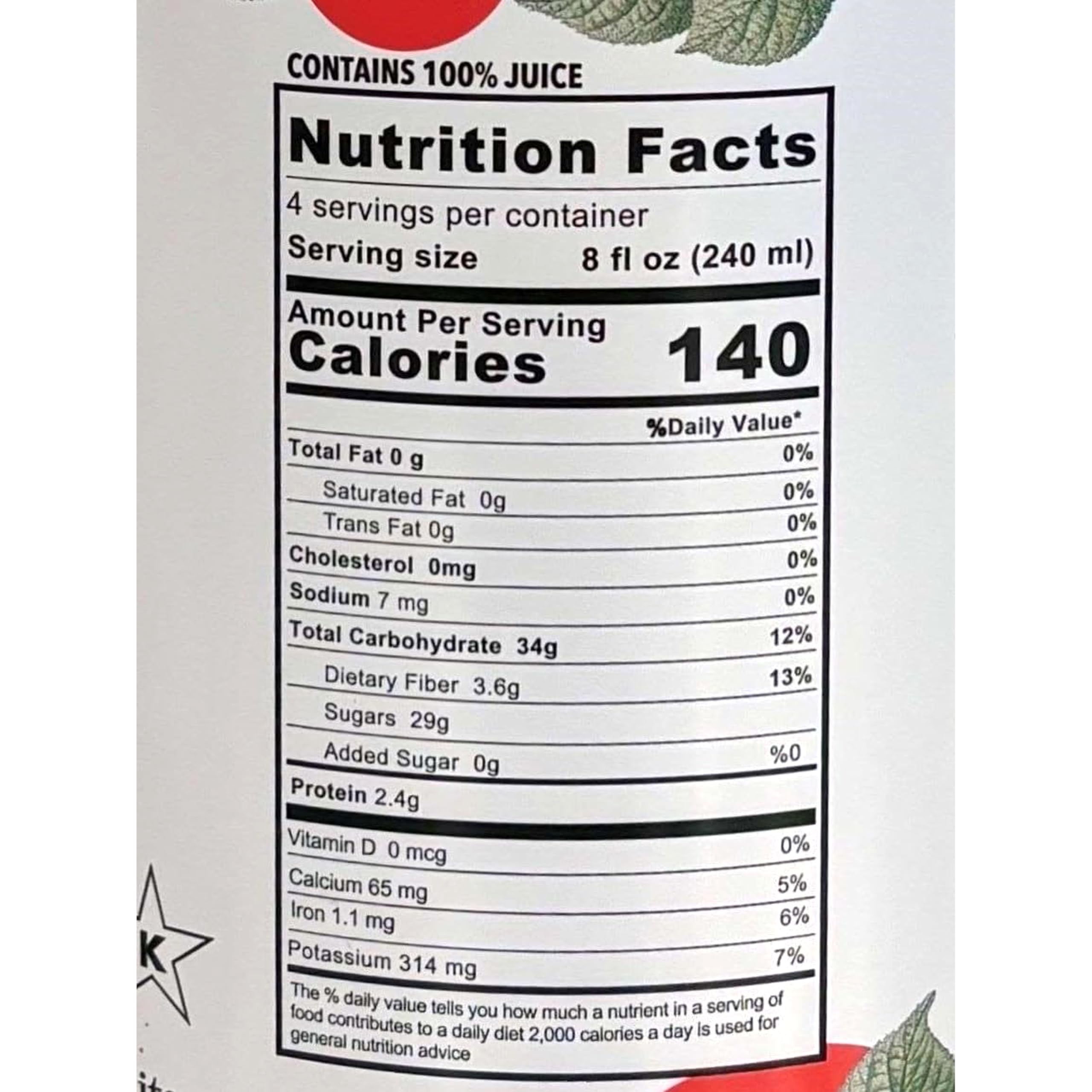 Organic Tart Cherry Juice (33.8 oz, 2 Pack) – USDA Certified & Pure Juice