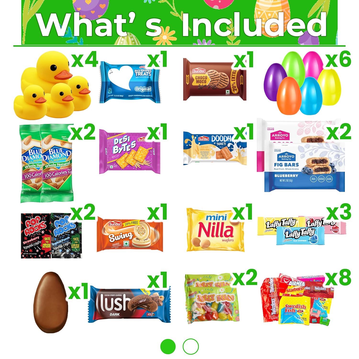 Easter Gift Basket (82 Count) Care Package with Assorted Treats, Snacks, Cookies, and Candy Gift Box for Friends and Family