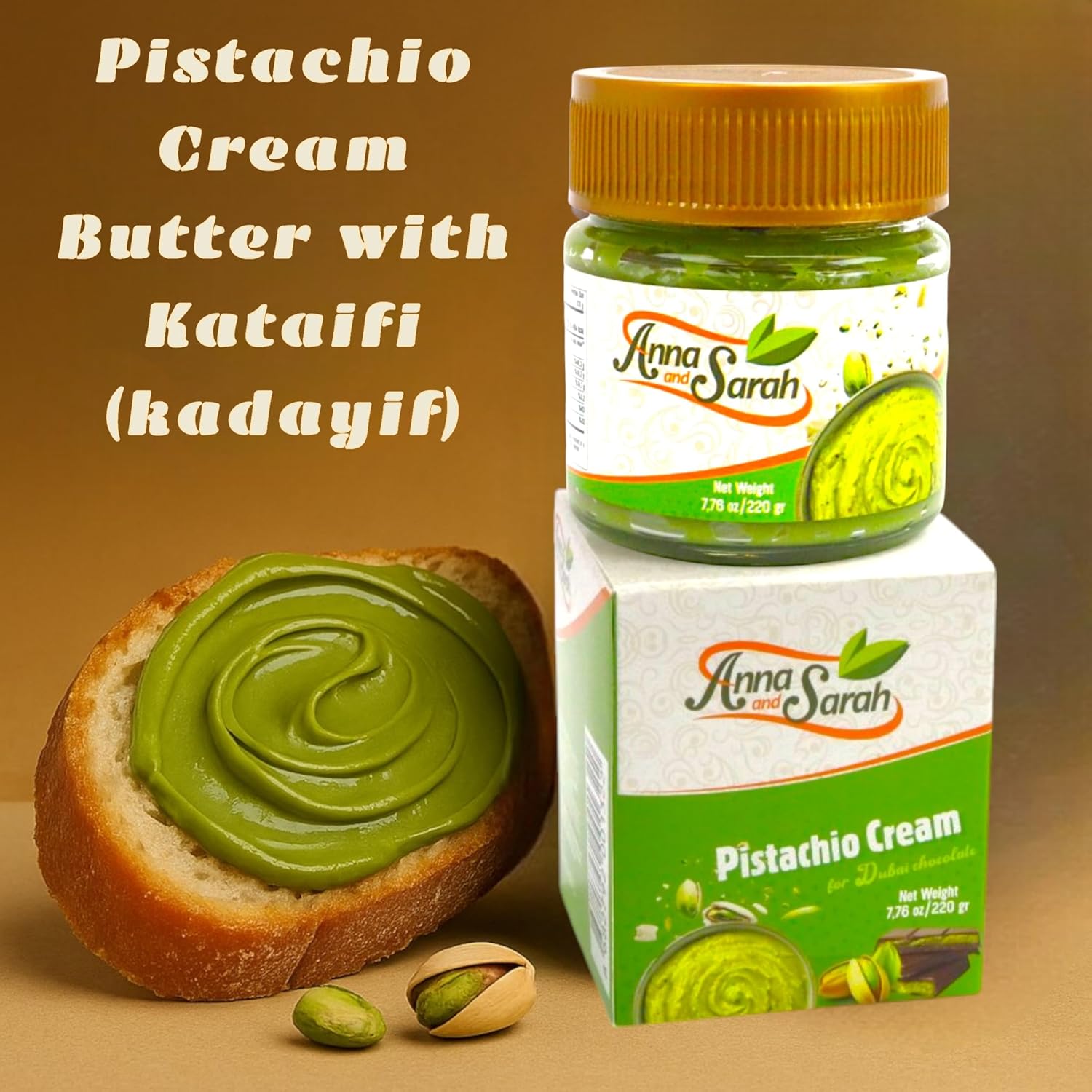 Anna and Sarah Pistachio Cream with Kataifi - 7.75 oz Glass Jar