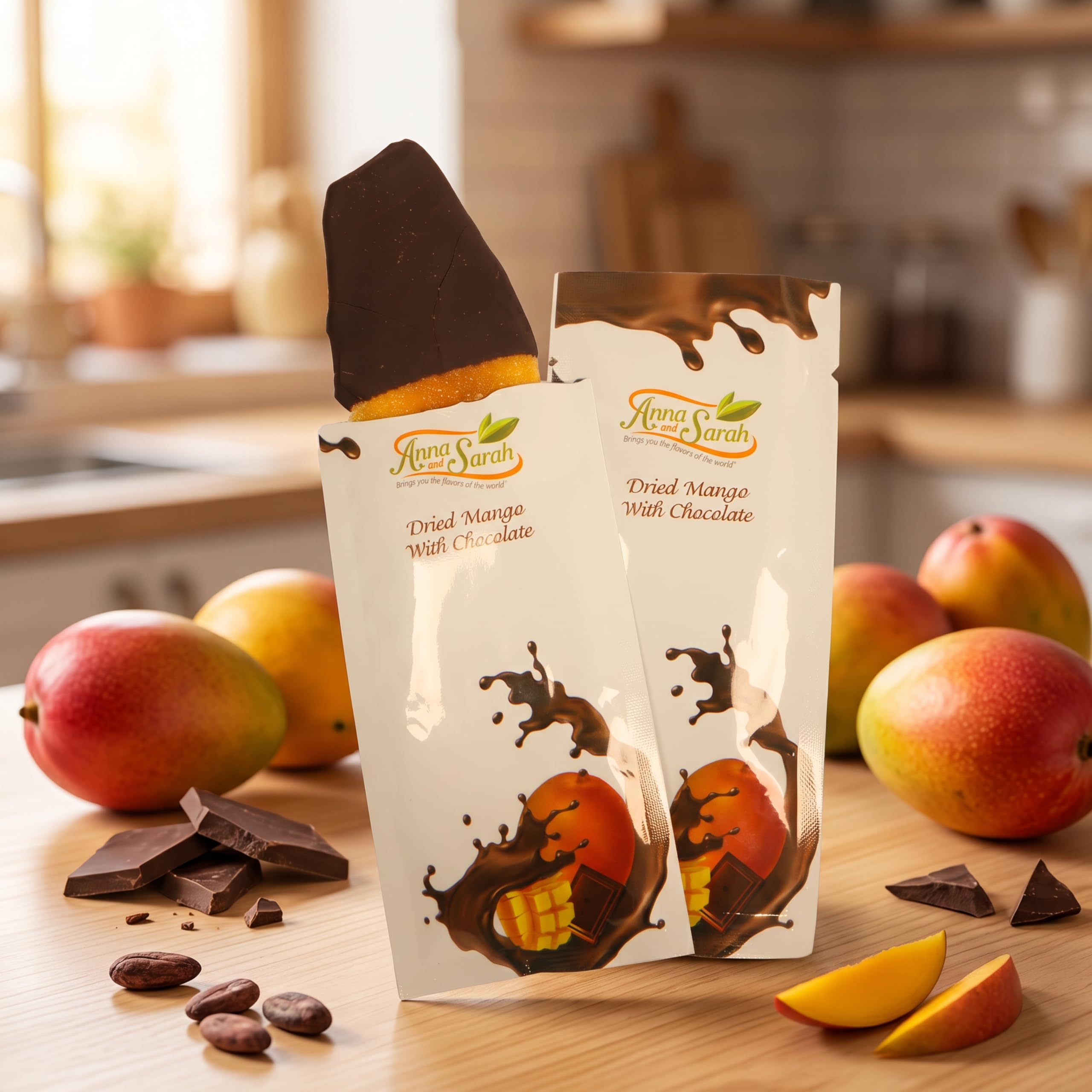 Anna and Sarah Chocolate Covered Dried Mango Slices — Individually Wrapped, Bulk 150 Pieces