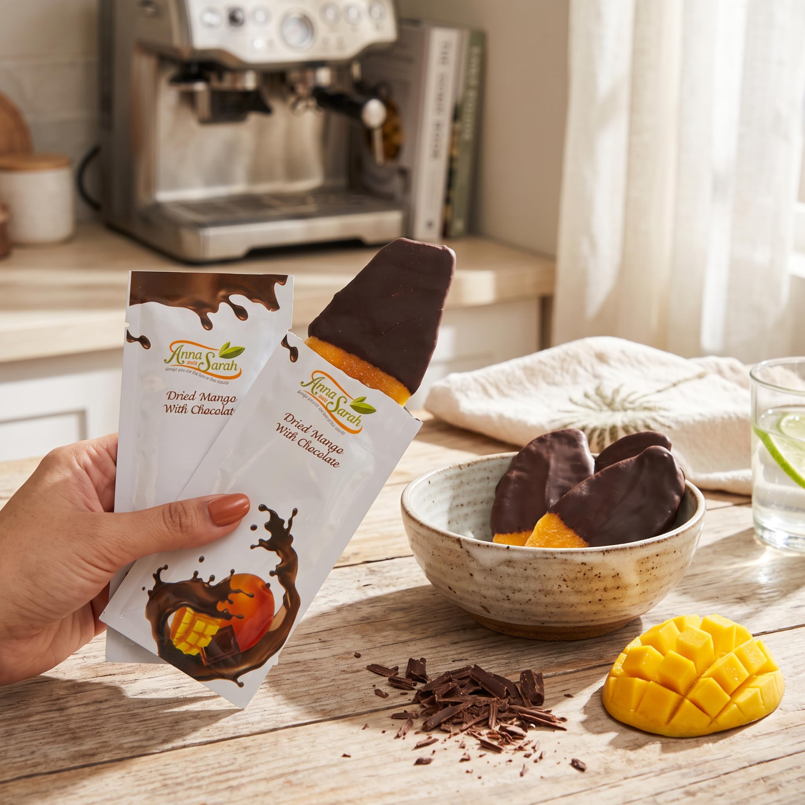 Anna and Sarah Chocolate Covered Dried Mango Slices — Individually Wrapped, Bulk 150 Pieces