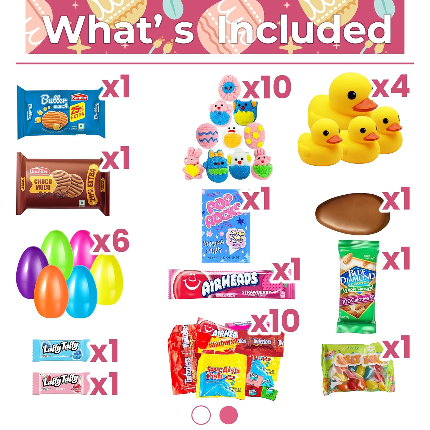 Easter Care Package Blue Box (52 Pieces) Filled with Candy, Chocolates, Snacks, Cookies, and More - Easter Gifts for Family, Friends, and College