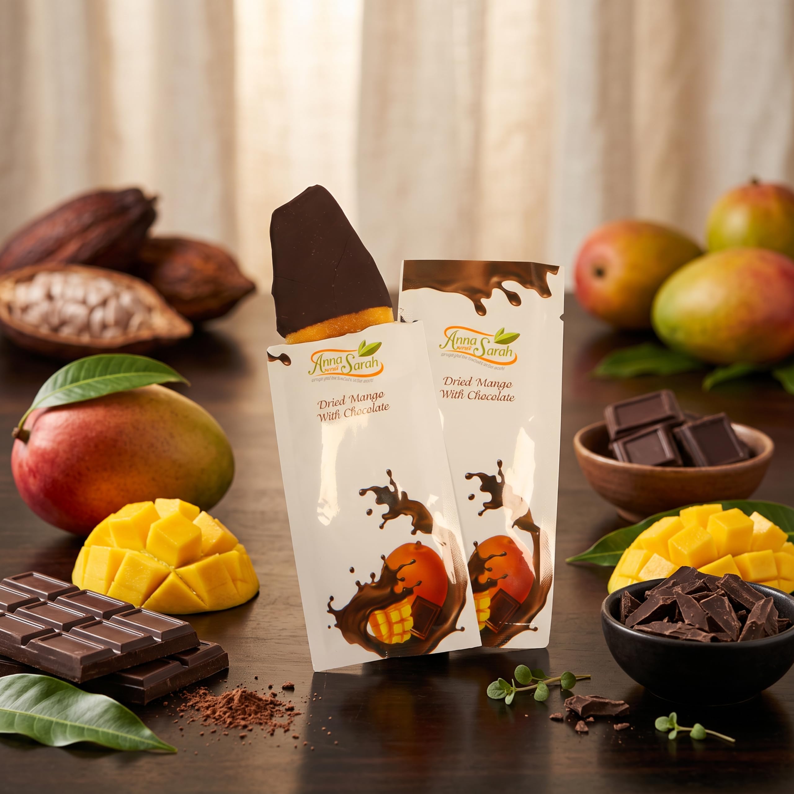 Anna and Sarah Chocolate Covered Dried Mango Slices — Individually Wrapped, Bulk 150 Pieces