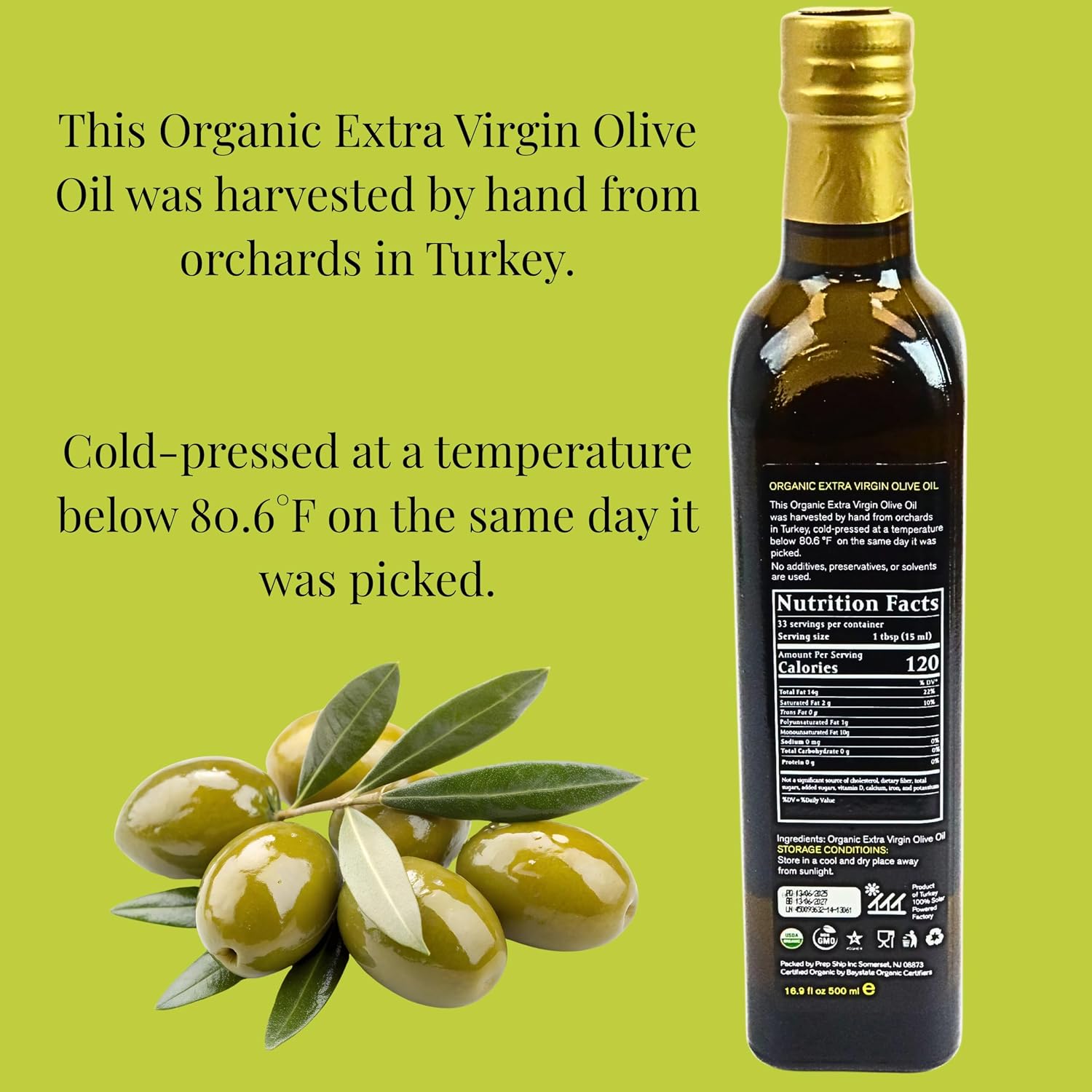 Anna and Sarah USDA Organic Extra Virgin Olive Oil - Cold Pressed