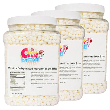 Sarah's Candy Factory Vanilla Mini Dehydrated Marshmallow Bits - Pack of 3 (8 Oz Each)