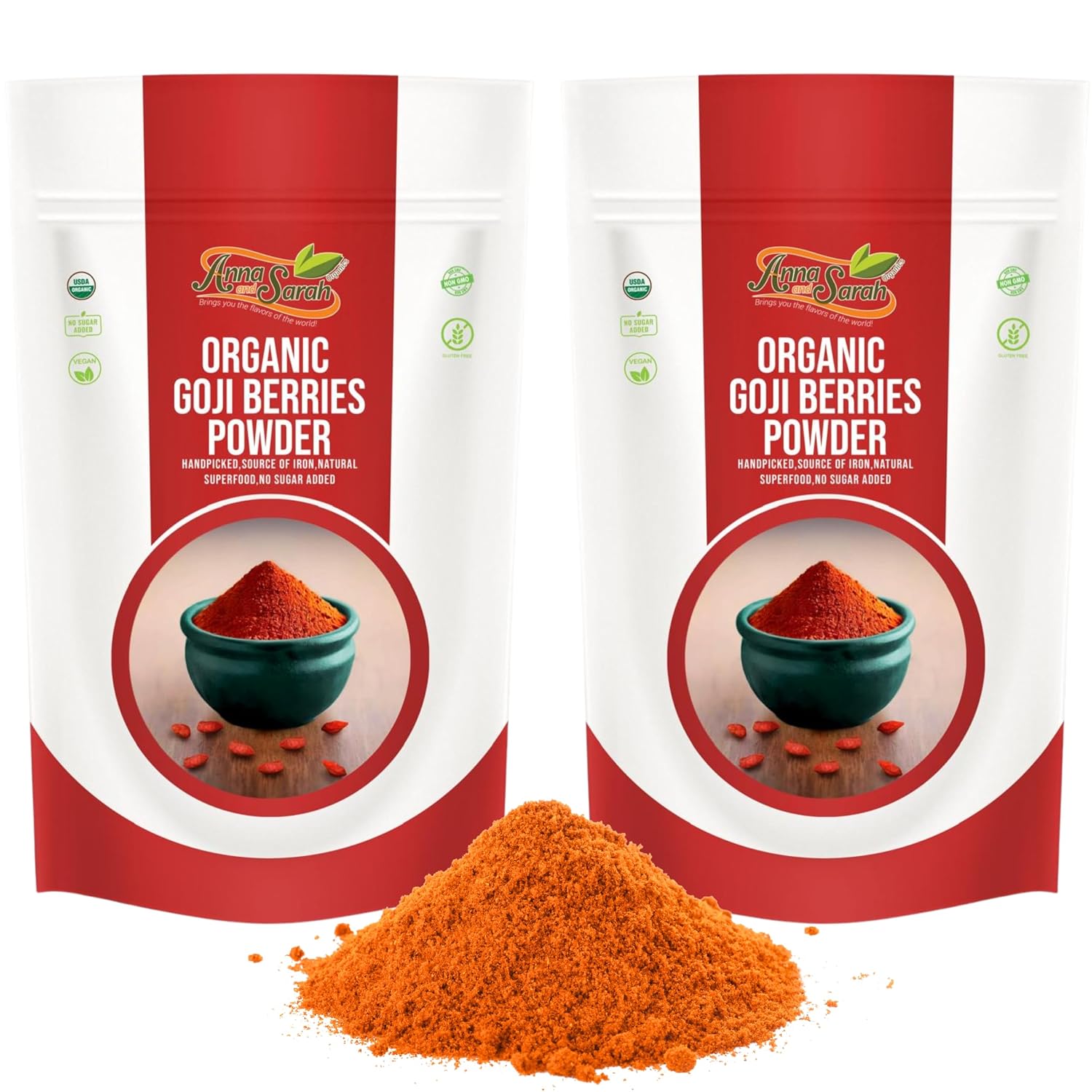 Anna and Sarah Organic Goji Berry Powder - 16 Oz (2 Pack)
