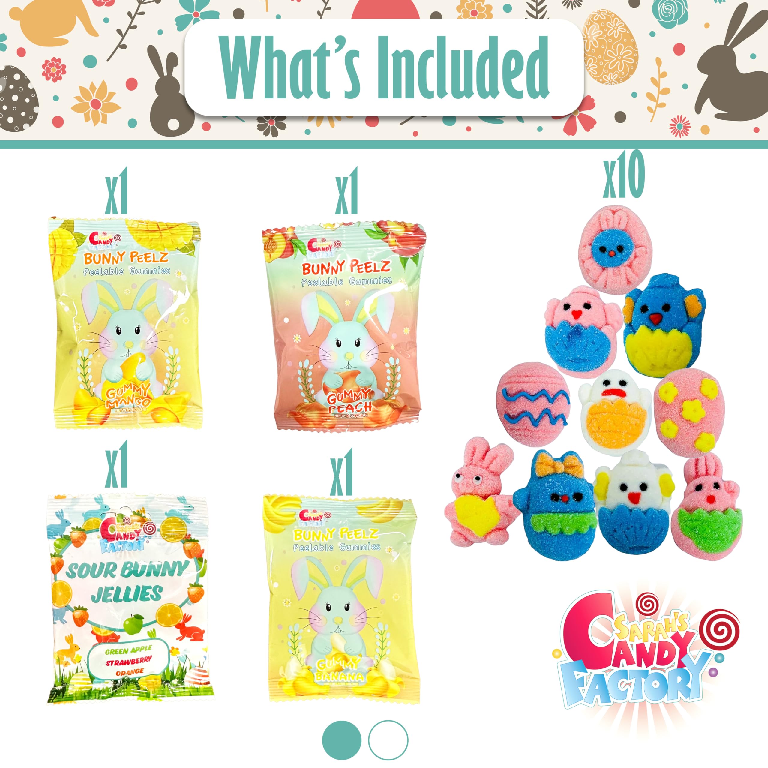 Sarah's Candy Factory Easter Snack Brown Basket (50 Count) with Treats & Gummies