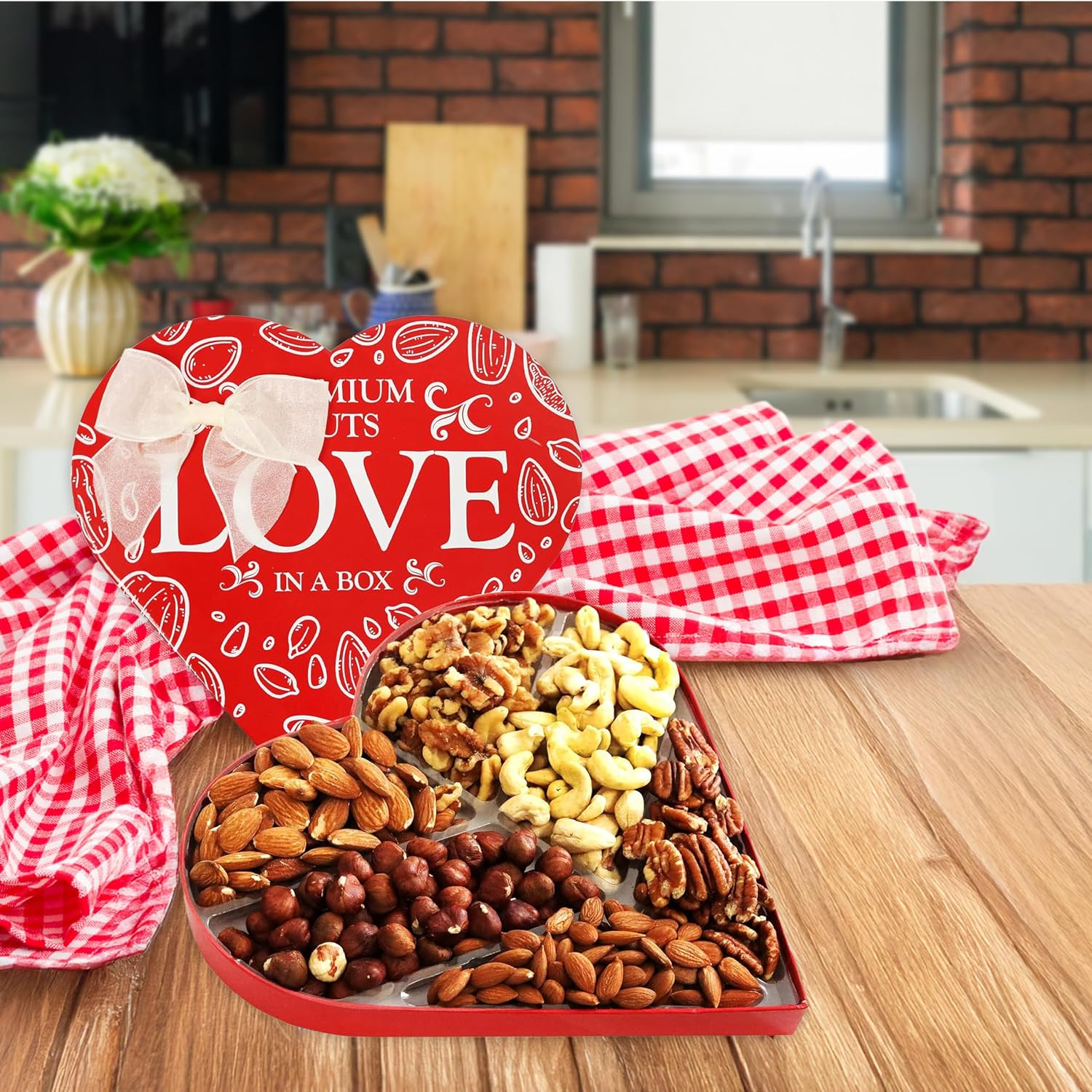 Anna and Sarah Premium Mixed Nuts Heart Shaped Gift Basket (2 Pack)