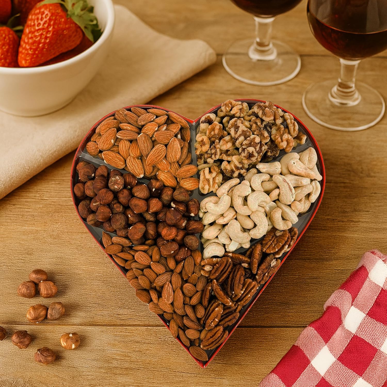 Anna and Sarah Premium Mixed Nuts Heart Shaped Gift Basket (2 Pack)