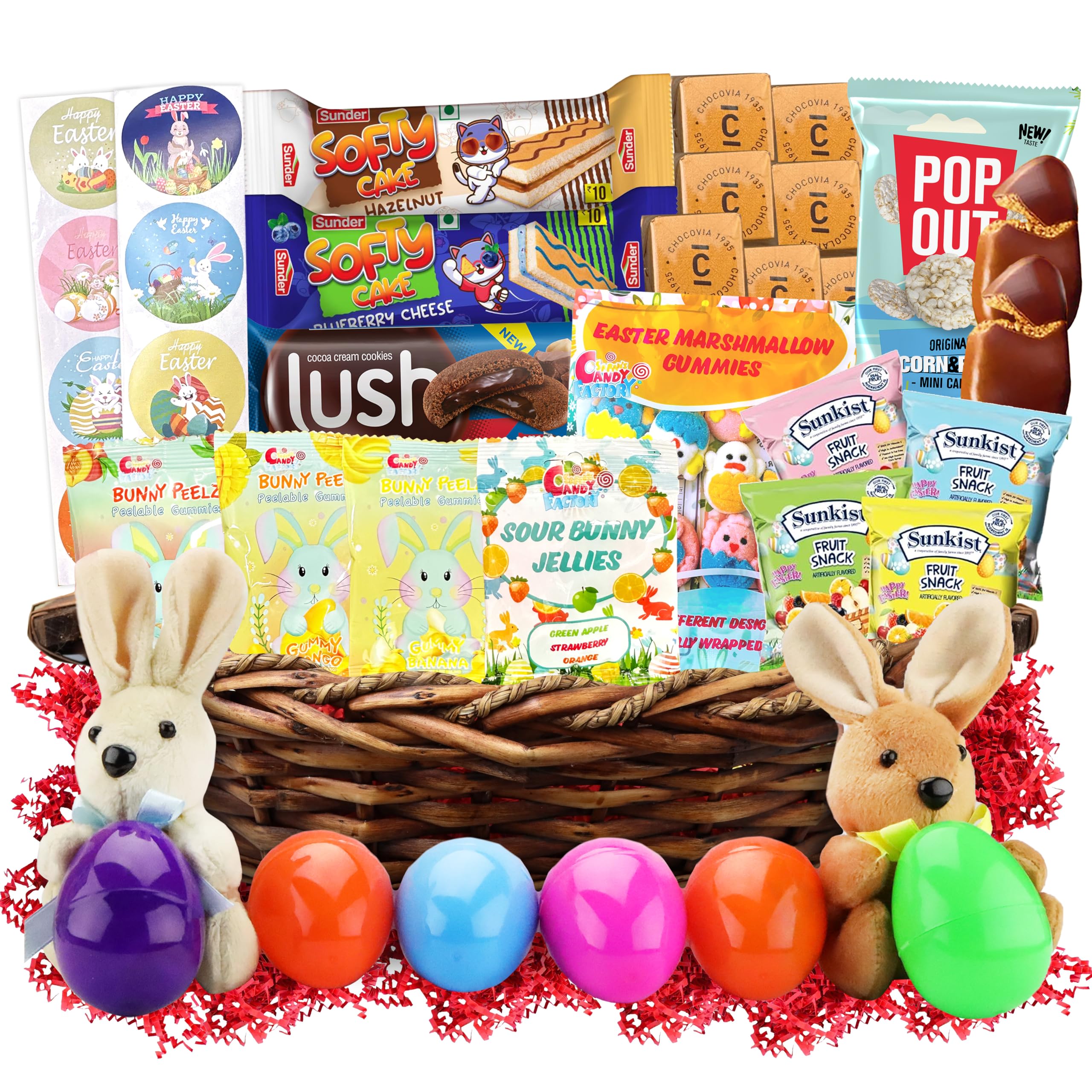 Easter Snack Brown Basket (50 Count) with Treats & Gummies