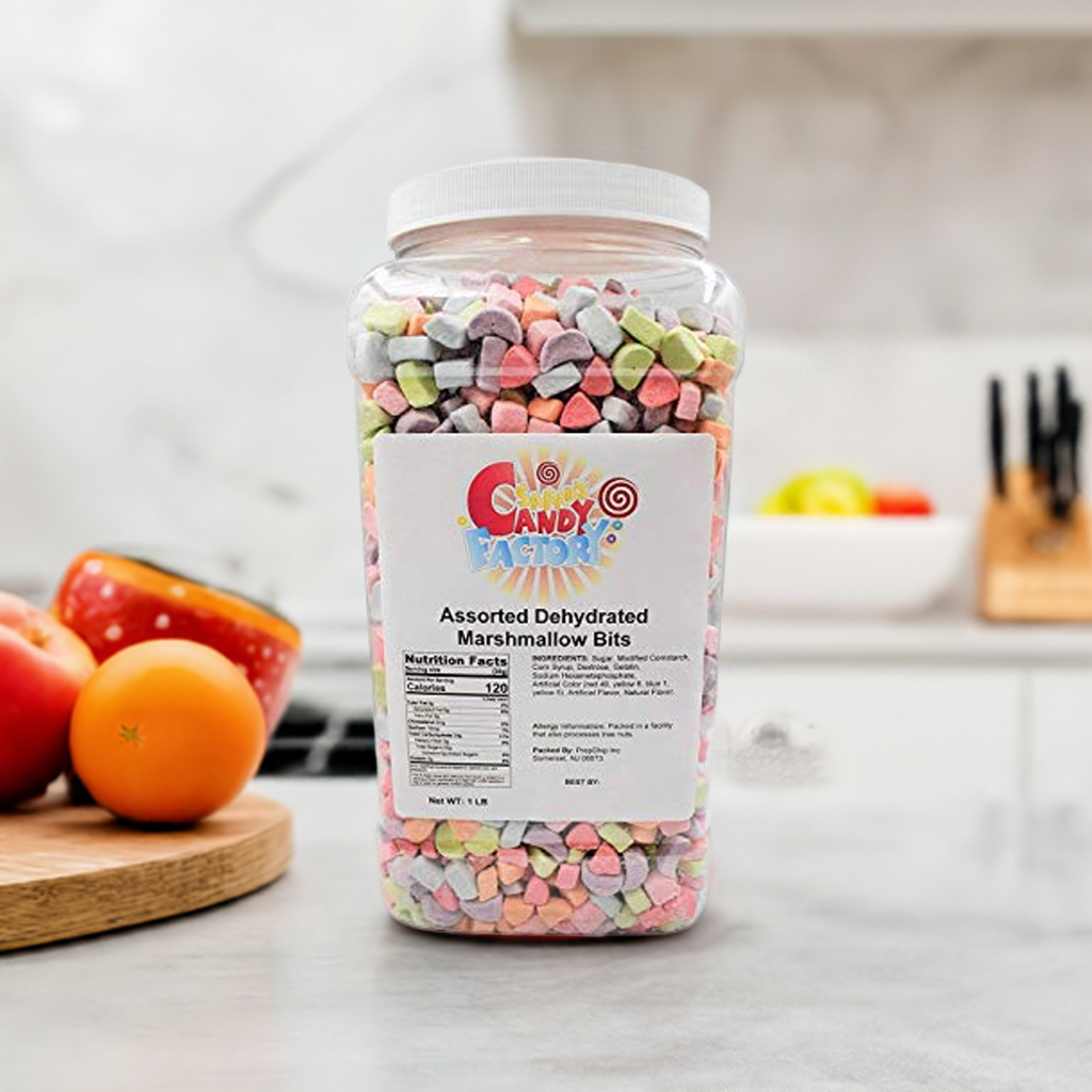 Assorted Dehydrated Marshmallow Bits in Big Jar (1-2.5 lbs)