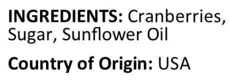 Dried Cranberries Ingredients and Country by Anna and Sarah