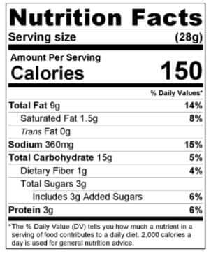 Narrow Sesame Sticks Nutrition Facts by Anna and Sarah