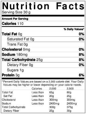Oriental Rice Crackers Nutrition facts by Anna and Sarah